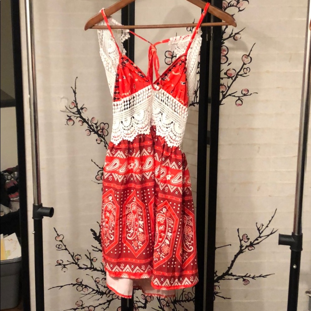 Red boho dress